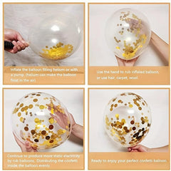 50pcs Golden Confetti Latex Balloons - Graduation Wedding Birthday Party Decor