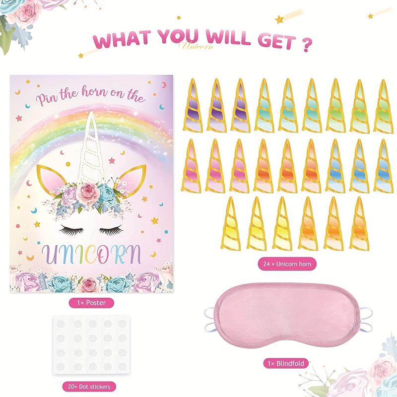 Unicorn Poster Sticker Game Birthday Party Supplies
