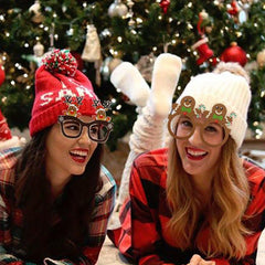 9pcs Christmas Paper Glasses Santa Elk Tree Props Party Decoration