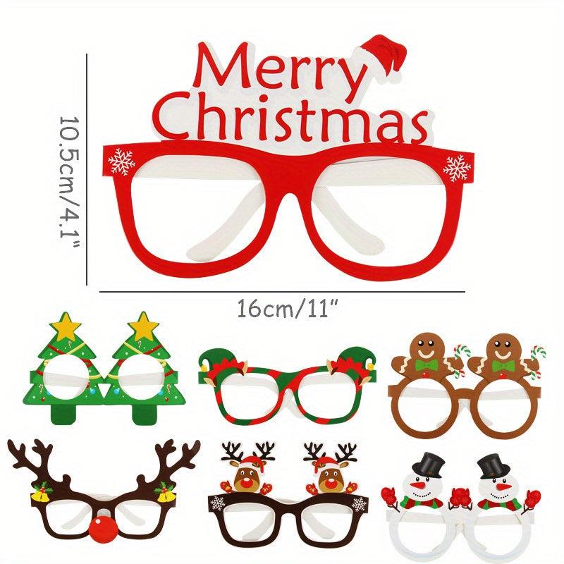 9pcs Christmas Paper Glasses Santa Elk Tree Props Party Decoration