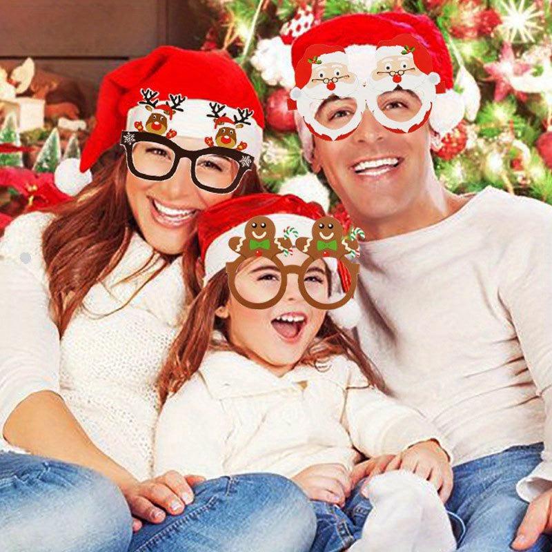 9pcs Christmas Paper Glasses Santa Elk Tree Props Party Decoration