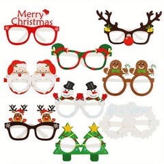 9pcs Christmas Paper Glasses Santa Elk Tree Props Party Decoration