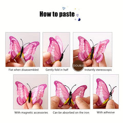 12pcs Colorful Double Winged Butterfly Decals with Magnets