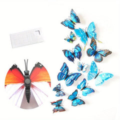 12pcs Colorful Double Winged Butterfly Decals with Magnets