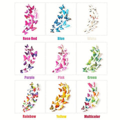 12pcs Colorful Double Winged Butterfly Decals with Magnets