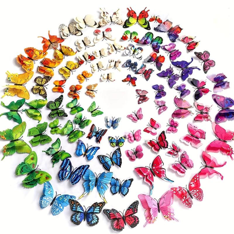 12pcs Colorful Double Winged Butterfly Decals with Magnets