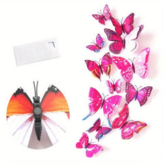 12pcs Colorful Double Winged Butterfly Decals with Magnets