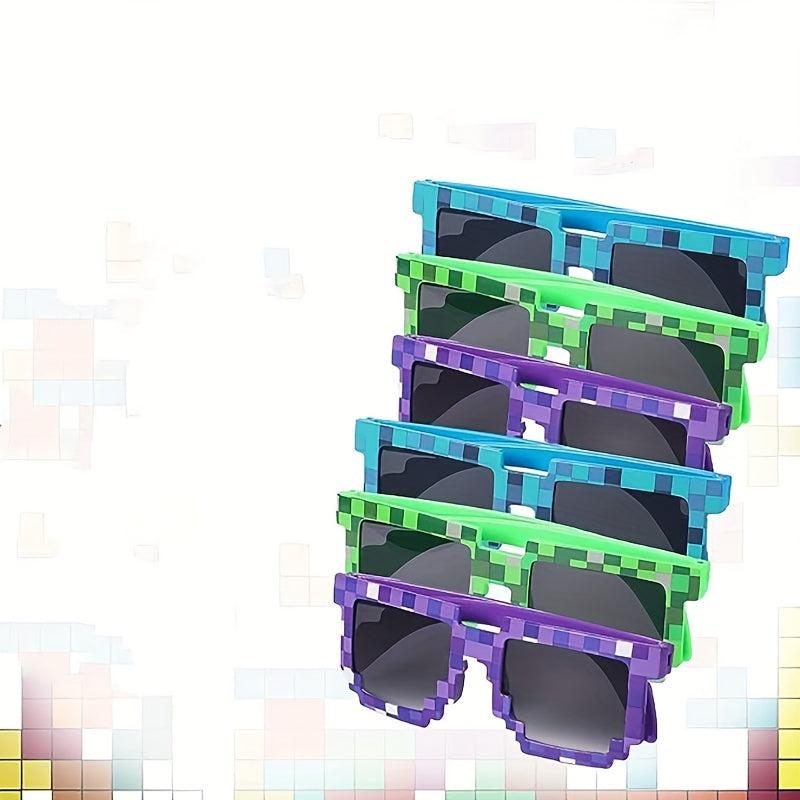3pcs Gamer Sunglasses Pixel Glasses Theme Party Favors