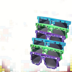 3pcs Gamer Sunglasses Pixel Glasses Theme Party Favors