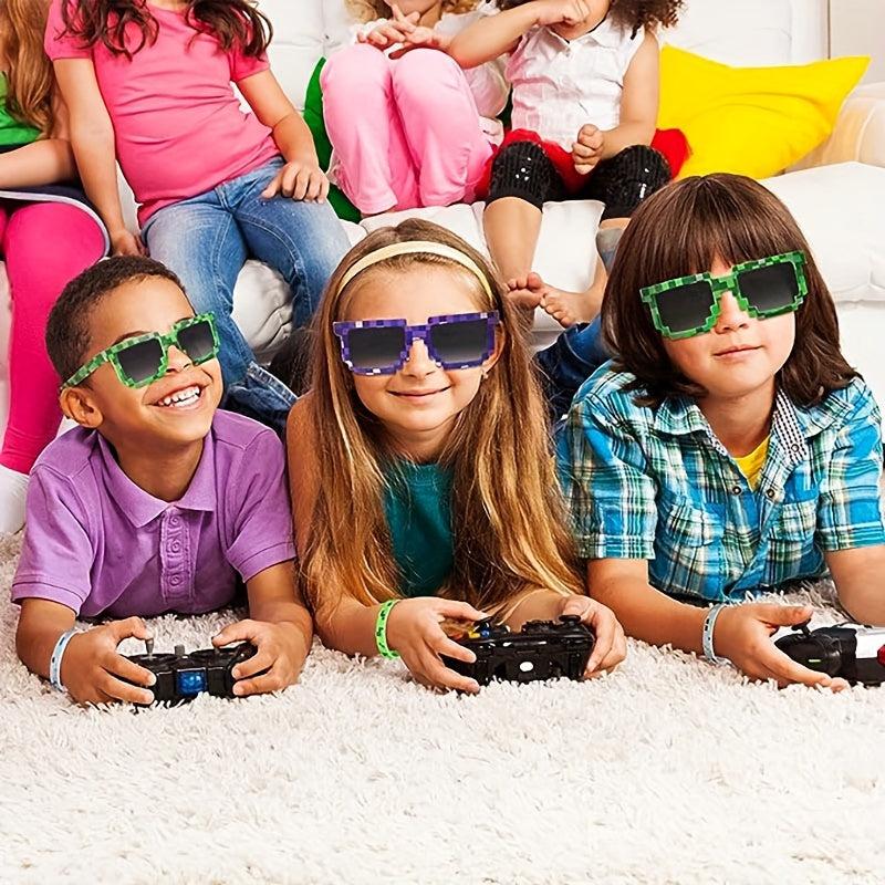 3pcs Gamer Sunglasses Pixel Glasses Theme Party Favors