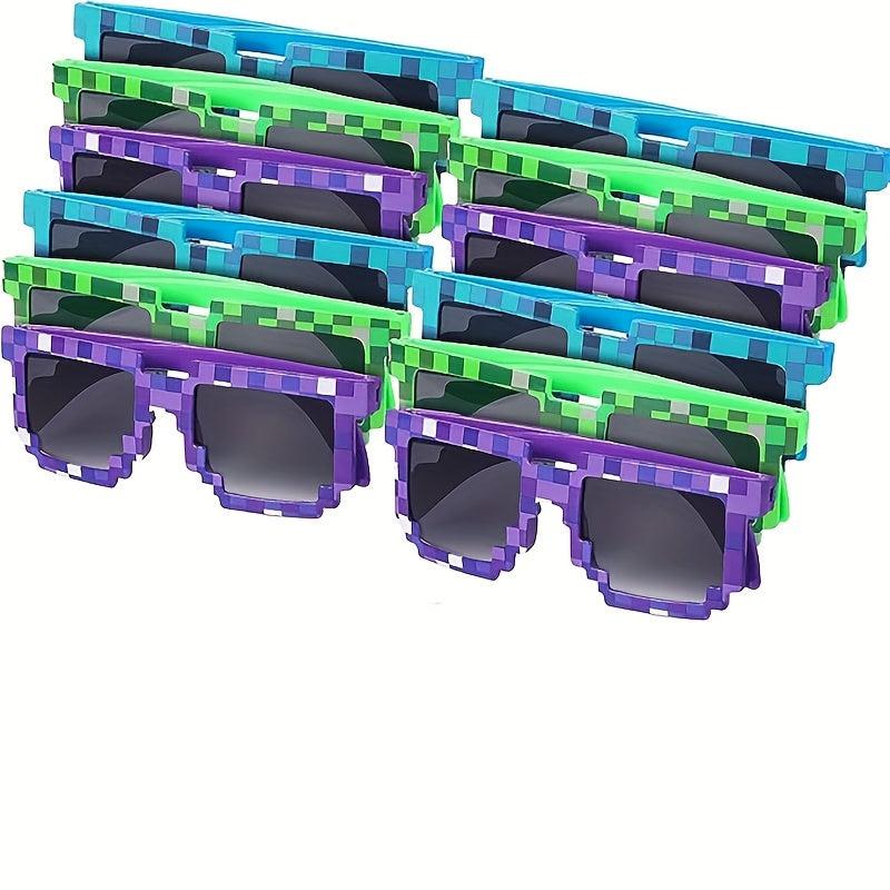 3pcs Gamer Sunglasses Pixel Glasses Theme Party Favors
