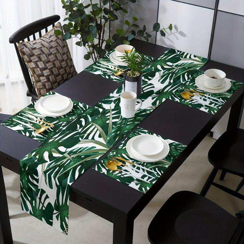 13x72 Inch Monstera Leaf Table Runner Heat Resistant Kitchen Dining Mat