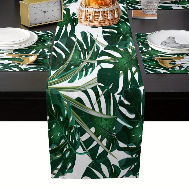 13x72 Inch Monstera Leaf Table Runner Heat Resistant Kitchen Dining Mat