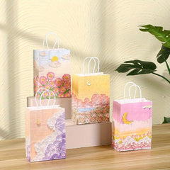 12 Pcs Art Paper Bags for Birthday Party Favor Craft Takeouts