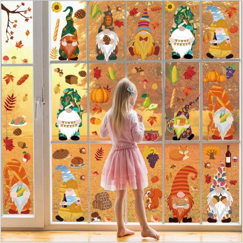 Autumn Maple Leaf Window Sticker Thanksgiving Decoration