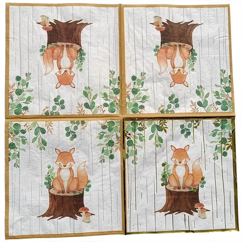 20pcs Fox Bronzing Napkin for Holiday Birthday Party Use