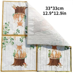 20pcs Fox Bronzing Napkin for Holiday Birthday Party Use