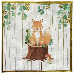 20pcs Fox Bronzing Napkin for Holiday Birthday Party Use