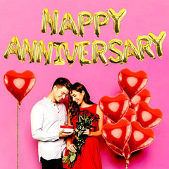 Golden Anniversary Balloons & Heart Banner Set