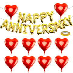 Golden Anniversary Balloons & Heart Banner Set