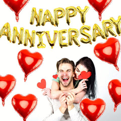 Golden Anniversary Balloons & Heart Banner Set
