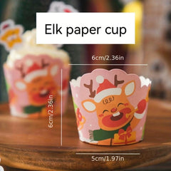 50pcs Christmas Paper Cups Cartoon Decorations Birthday Party Desserts
