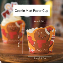 50pcs Christmas Paper Cups Cartoon Decorations Birthday Party Desserts