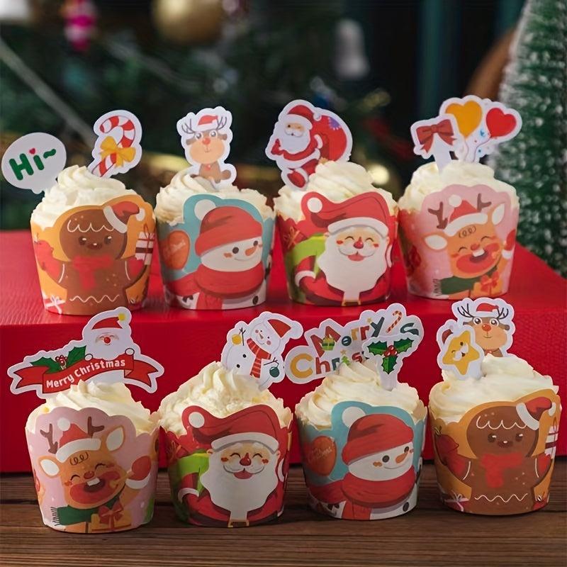 50pcs Christmas Paper Cups Cartoon Decorations Birthday Party Desserts