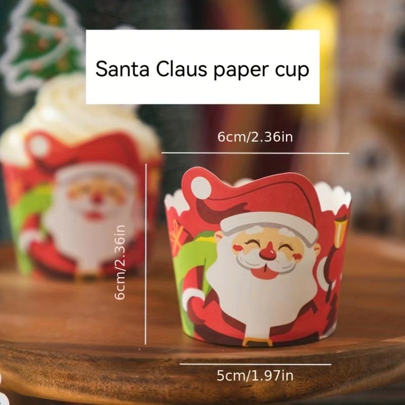50pcs Christmas Paper Cups Cartoon Decorations Birthday Party Desserts