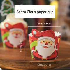 50pcs Christmas Paper Cups Cartoon Decorations Birthday Party Desserts