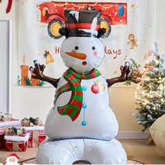 Large 4D Snowman Balloon with 3D Base Christmas Decoration