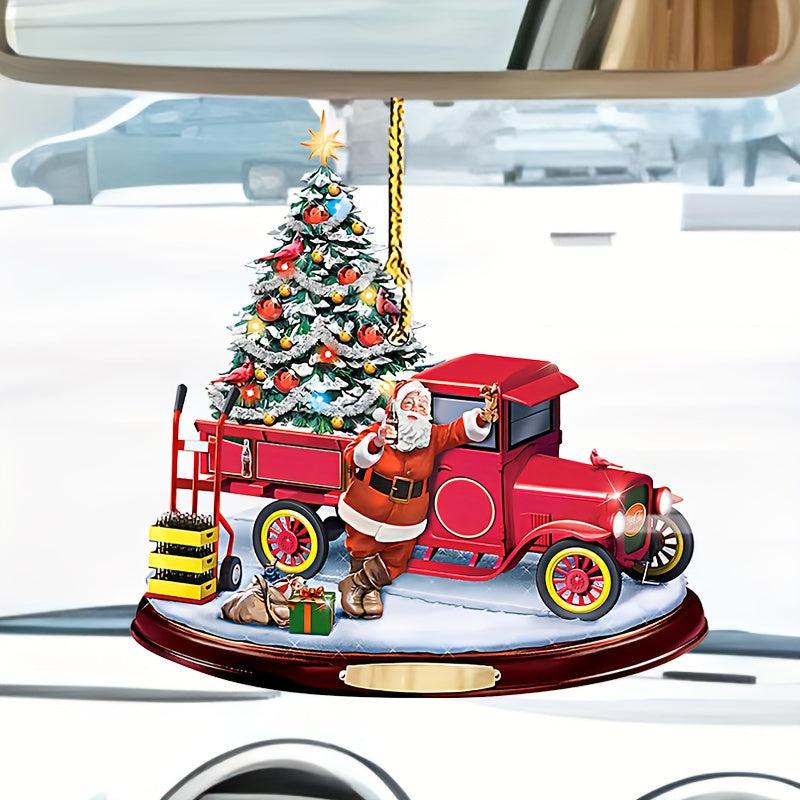 Christmas Bus Acrylic Decorative Pendant Car Accessories Interior Decoration