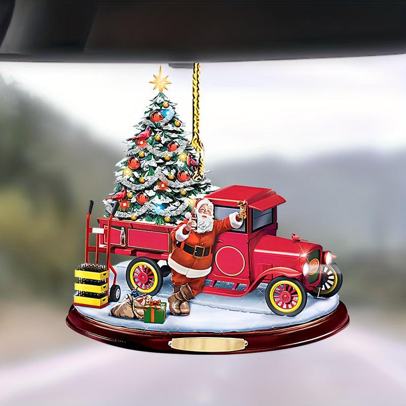 Christmas Bus Acrylic Decorative Pendant Car Accessories Interior Decoration