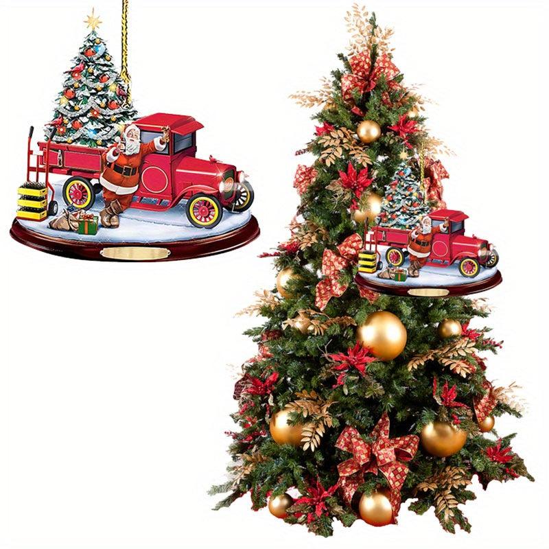 Christmas Bus Acrylic Decorative Pendant Car Accessories Interior Decoration