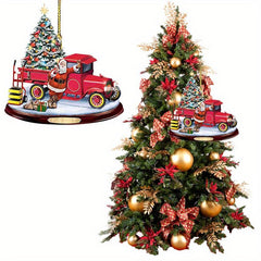 Christmas Bus Acrylic Decorative Pendant Car Accessories Interior Decoration