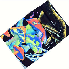 Blacklight Skull Tapestry UV Reactive Space Skeleton Moth Tapestry