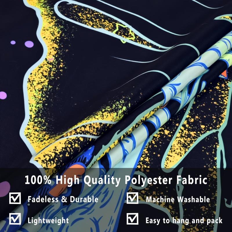 Blacklight Skull Tapestry UV Reactive Space Skeleton Moth Tapestry