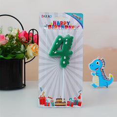 Dinosaur Number Birthday Candles Smoke Cake Inserts Candy colored