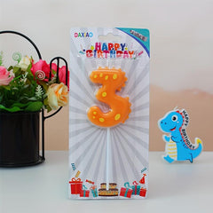 Dinosaur Number Birthday Candles Smoke Cake Inserts Candy colored