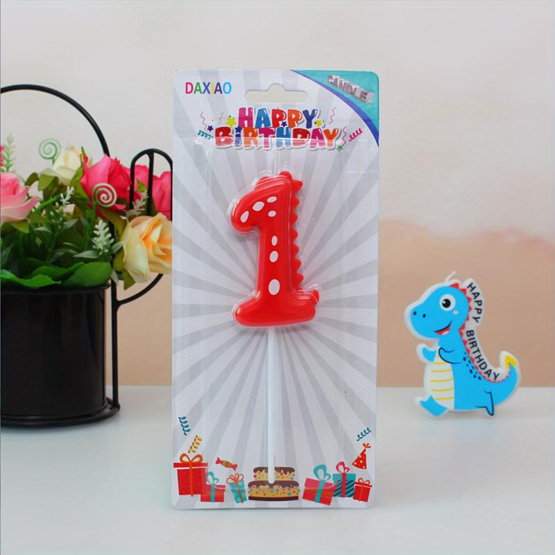 Dinosaur Number Birthday Candles Smoke Cake Inserts Candy colored