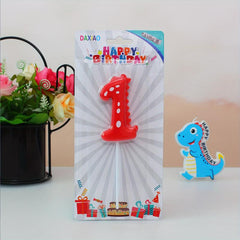 Dinosaur Number Birthday Candles Smoke Cake Inserts Candy colored