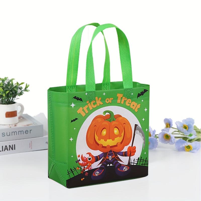 4pcs Halloween Gift Bags Non Woven Trick Or Treat Bags Pumpkin Candy Bags