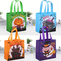 4pcs Halloween Gift Bags Non Woven Trick Or Treat Bags Pumpkin Candy Bags