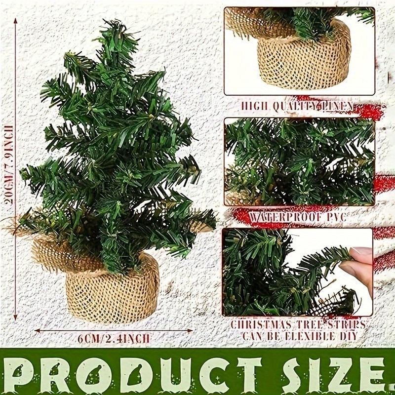 Tabletop Mini Christmas Tree Pine w/ Linen Base for Home Decoration