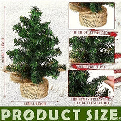 Tabletop Mini Christmas Tree Pine w/ Linen Base for Home Decoration