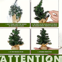 Tabletop Mini Christmas Tree Pine w/ Linen Base for Home Decoration