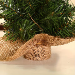 Tabletop Mini Christmas Tree Pine w/ Linen Base for Home Decoration