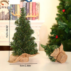 Tabletop Mini Christmas Tree Pine w/ Linen Base for Home Decoration