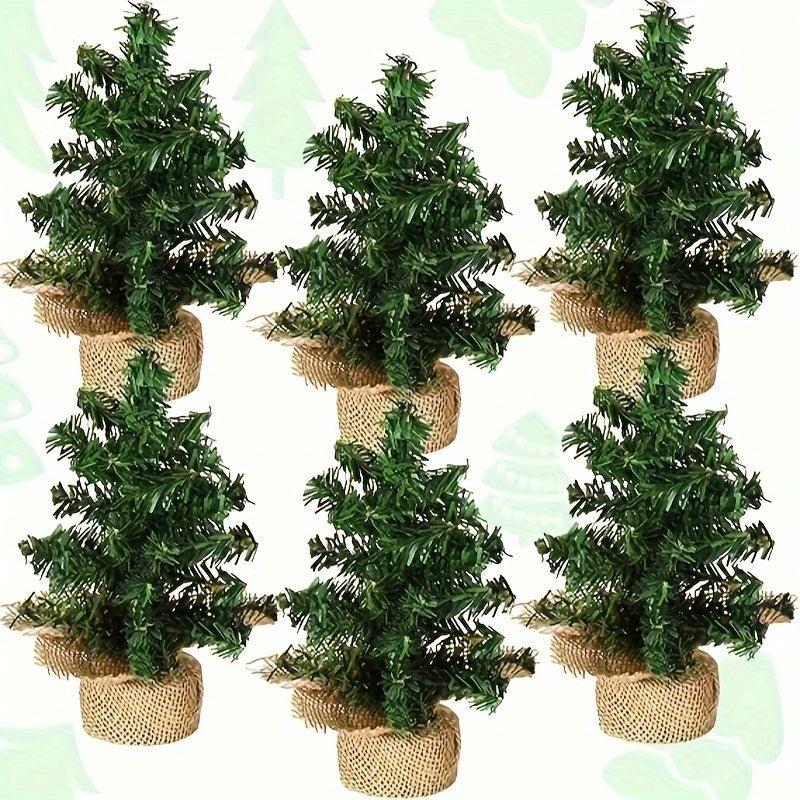 Tabletop Mini Christmas Tree Pine w/ Linen Base for Home Decoration