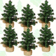 Tabletop Mini Christmas Tree Pine w/ Linen Base for Home Decoration